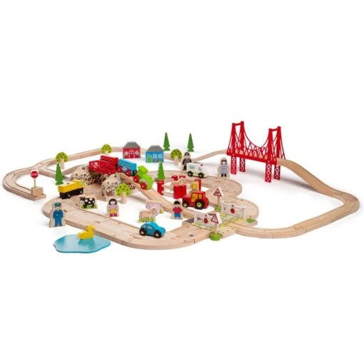 Bigjigs Houten Trein Road & Rail Set 80-delig -Speelgoed Kortingen Winkel image 2493